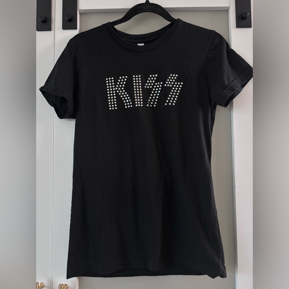 Black KISS Rhinestone Graphic Women's Tee - Picture 2 of 6